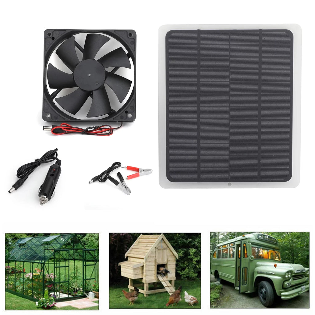 Kit, Chicken 10w Houses Panel For Ventilator Portable Fan Mini Solar Powered Fan Greenhouse Pet House Outdoor 12V Camping Ventilation Cooling Kit, Solar TOPTENG