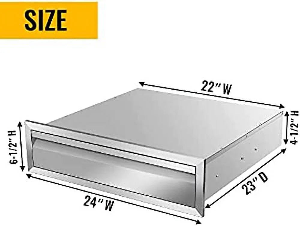 BBQ Island Outdoor Mount Patio 23D Kitchen Triple Grill Access Stainless 6.5H Drawers, Kitchens Flush Drawers Steel Or With For Station,24W Outdoor Drawers BBQ X X Inch Handle,