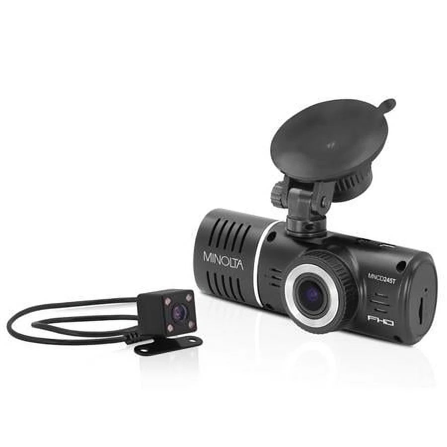 and Recording, Camera HD Black Rear MNCD245T Screen Full 3-Channel 2.45" Dash LCD Front with View