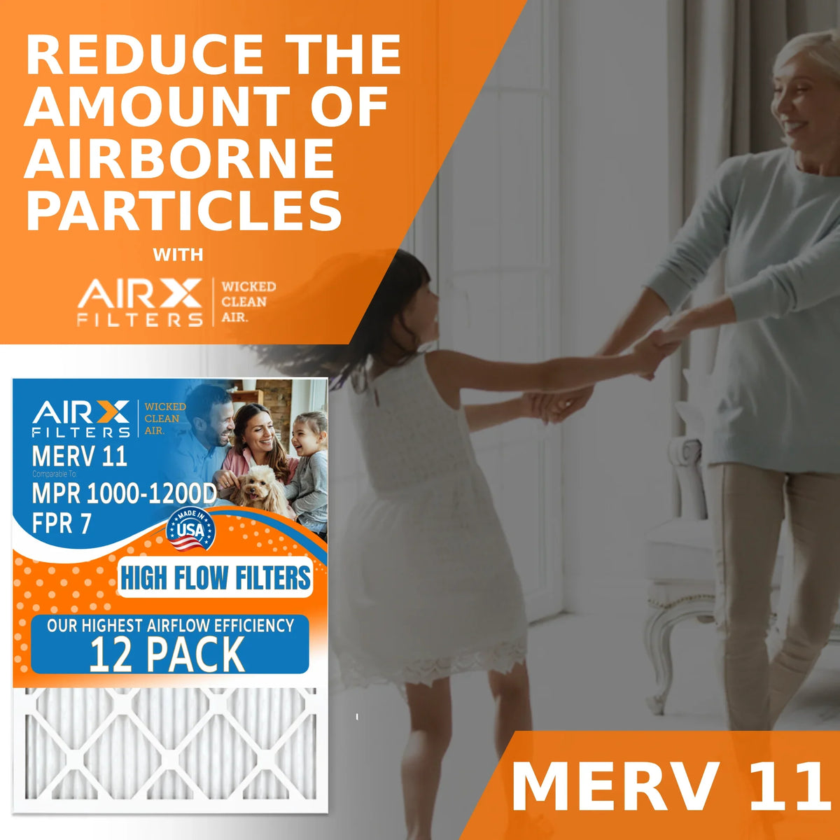 Filter 16x16x1 MERV Rating, Comparable 12 FPR Filters 7, Air WICKED in Filters to AIRX by of FILTERS Furnace High Furnace 11 12 MPR MPR 1000, Pack AIR. Efficiency 1200, Pack of USA CLEAN Made