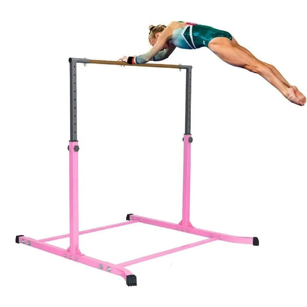 Horizontal Equipment, Gymnastic Star-TD Junior Bar, Adjustable Expandable 3-5 Duty Heavy Durable Curved Home Legs, FT, for and Height Gymnastics, Kids, Bar Pink Kip Strong Training 5