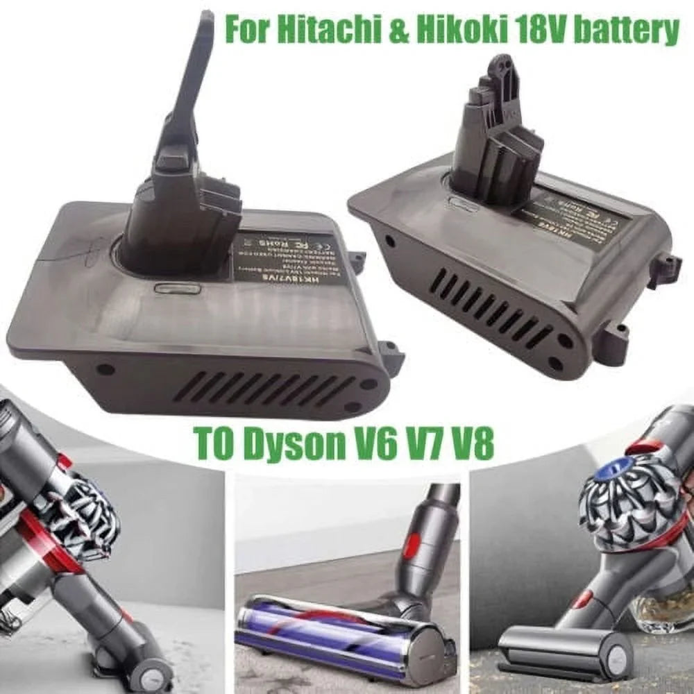 Fluffy Battery Hikoki Battery to Dyson Converter & Adapter V7/V8 for for Hitachi 18V Motorhead