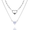 Boutique Heart for Inc Box Double Teens Omega Necklace Women, Chain Blue Link
