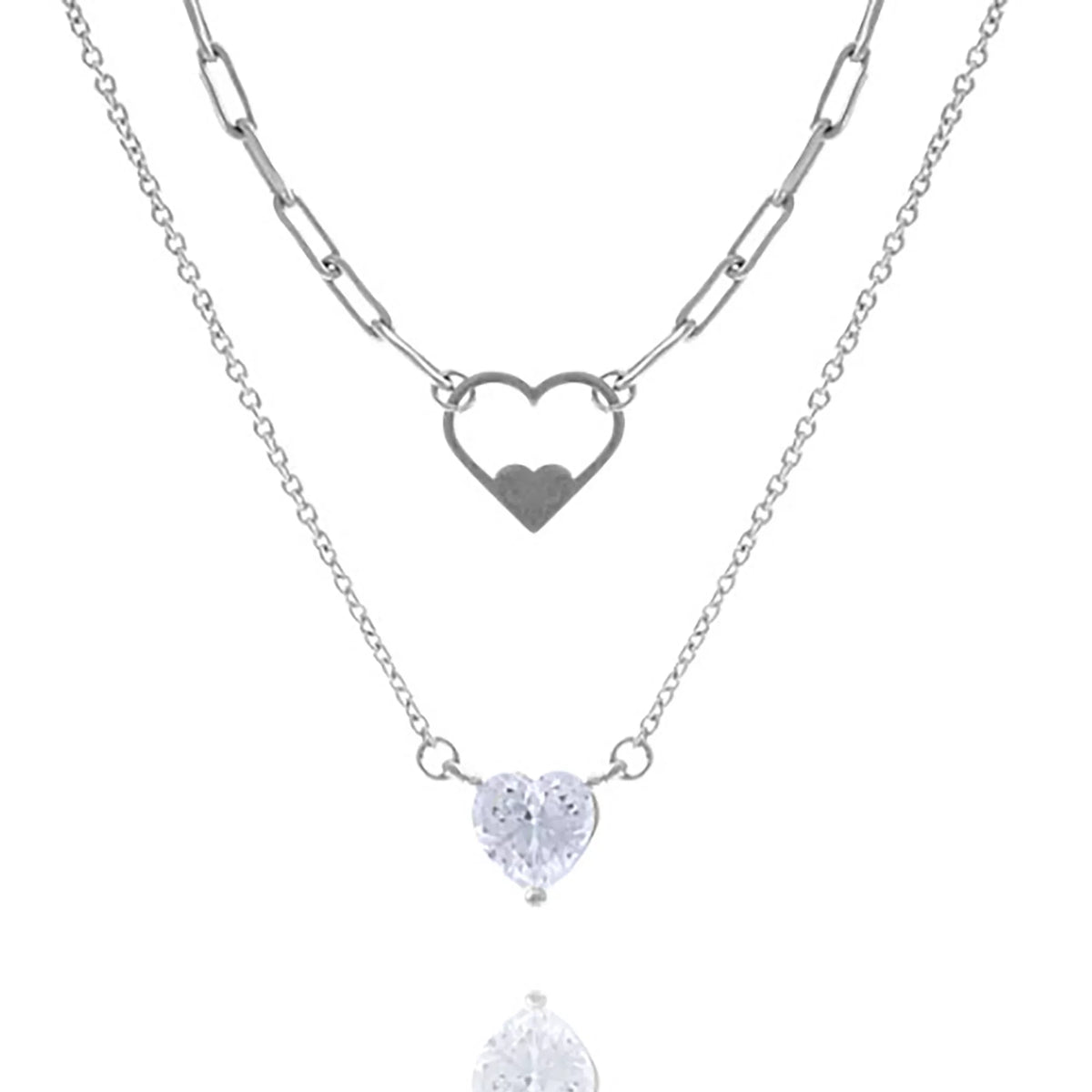 Boutique Heart for Inc Box Double Teens Omega Necklace Women, Chain Blue Link