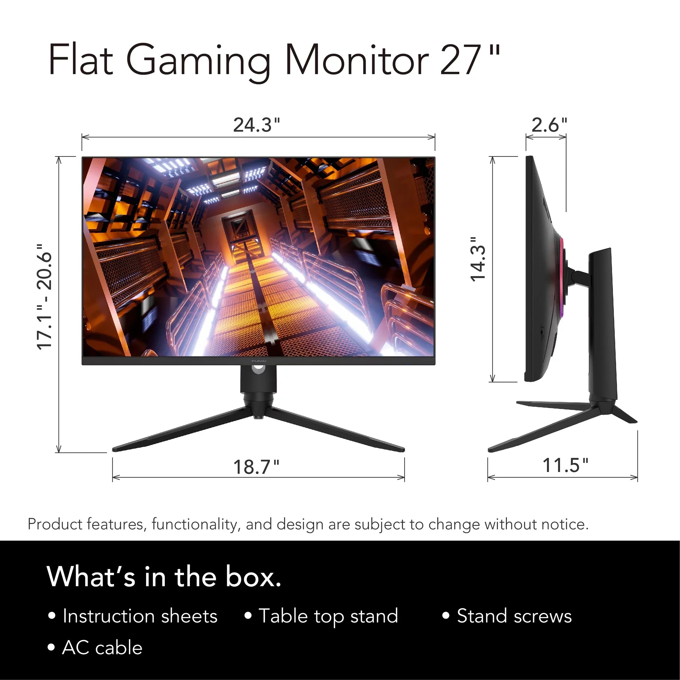 1ms, HDR, Enabled 27" Premium FHD Monitor Gaming AMD (FGM-27F445) 240Hz, Funai FreeSync™ VA,