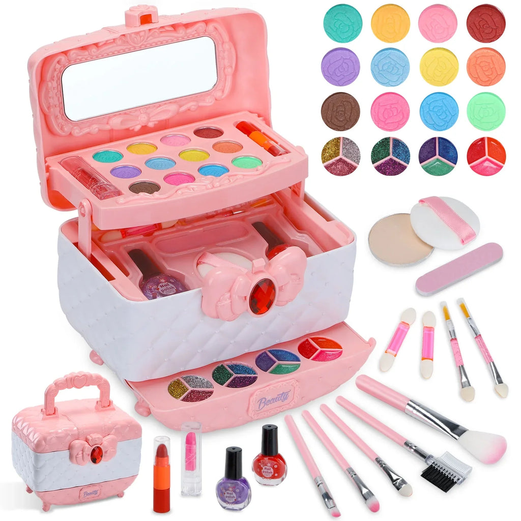 Old Toddler Pcs Girl Christmas 3-12 Kit Frozen Kids Washable Toys for for & Girl Safe Kids Gift Set Set, Real & Little 42 Makeup Year Non-Toxic Birthday Makeup Cosmetic, Girl Makeup (Pink)