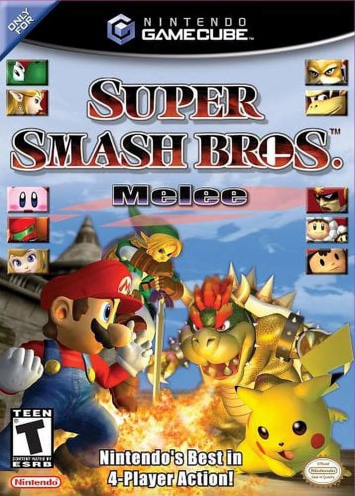 Super with Smash GameCube Melee Nintendo Bros. Restored Console Game Black (Refurbished)
