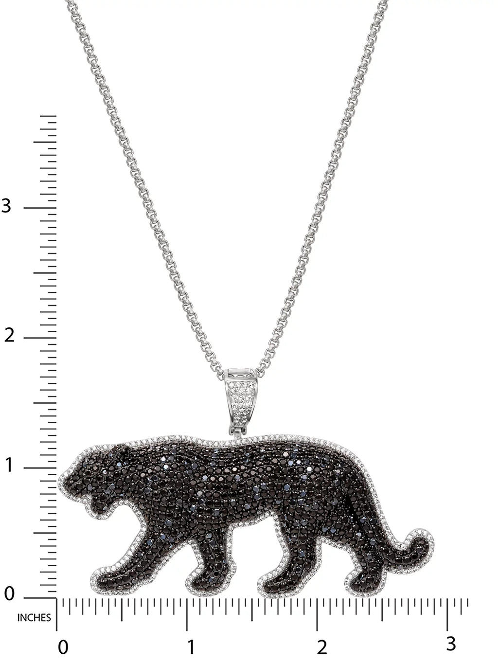 24" Pendant, Simulated Shaquille Chain Sterling Men's Silver O'Neal Diamond Panther