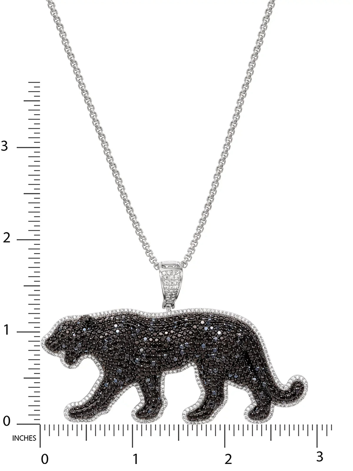 24" Pendant, Simulated Shaquille Chain Sterling Men's Silver O'Neal Diamond Panther