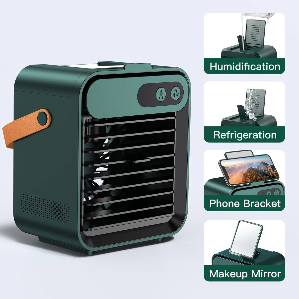 4 USB Air Fan Phone Air Comvin Desk Portable vanity Humidifier Personal and holder Speeds Cooler for Desktop 1 Fan,Quiet Home Fan, Cooling with 3 mirror Fan with Office,Bedroom,Car in and Adjustable