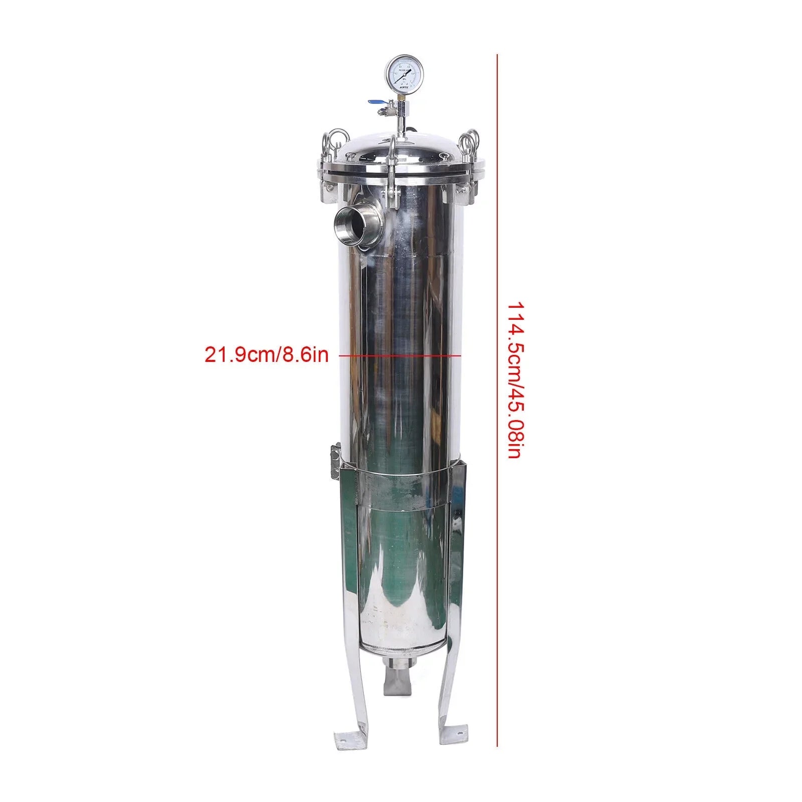 High Steel Pressure Bag 150PSI Stainless In/Out Housing Filter NPT 2in