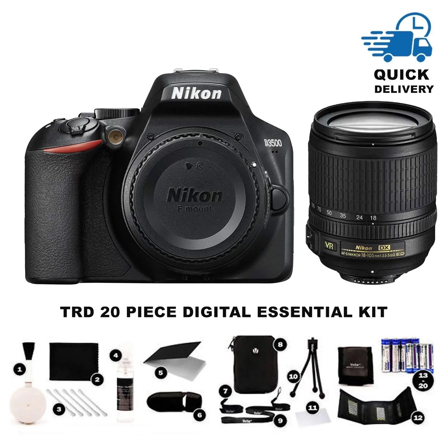VR ED, & with D3500 18-55mm NIKKOR Nikon Two f/4.5-6.3G f/3.5-5.6G DX DSLR NIKKOR DX AF-P 70-300mm AF-P Black Kit Lens DX-Format
