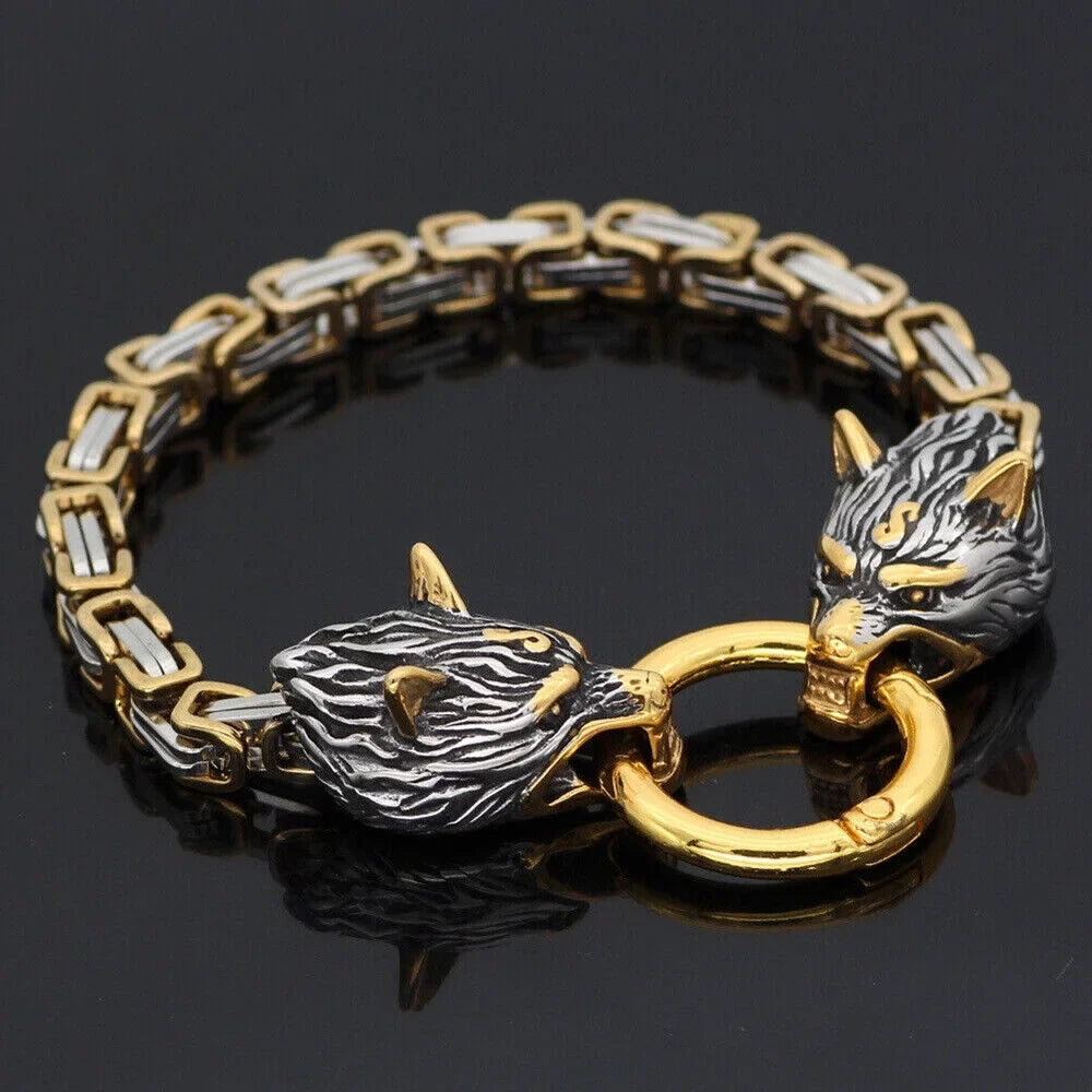 Wolf Fashion Handmade Jewelry Steel Nordic Bracelet Stainless Celtic Men's Retro