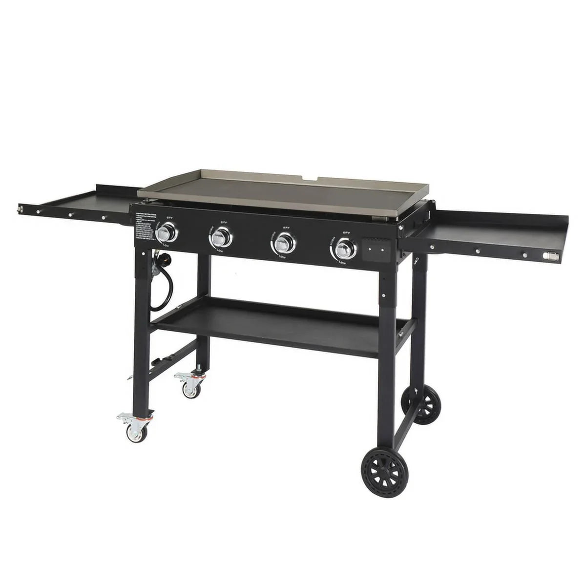 Side Grill Patio Garden Outdoor Picnic 4-Burner for with & Spice Steel, Foldable Stainless SYTHERS Rack, Shelves BBQ Propane
