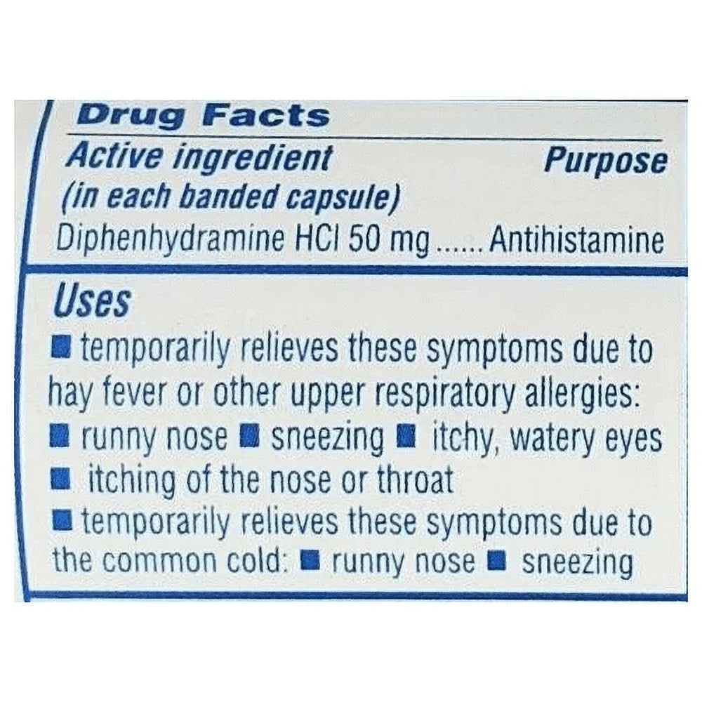 mg, 50 1000 Banophen Major Count Diphenhydramine Capsules,