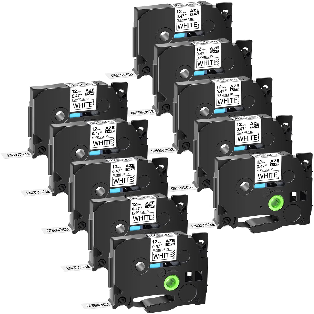 8m GREENCYCLE Black Label Wire H110 Compatible D600 Label use Brother on TZe-FX231 12mm H100 TZe-231 for Tape TZe TZ Cable PT-D210 Flexible TZ-FX231 ID TZ-231 P-touch 10PK D400 Maker White in