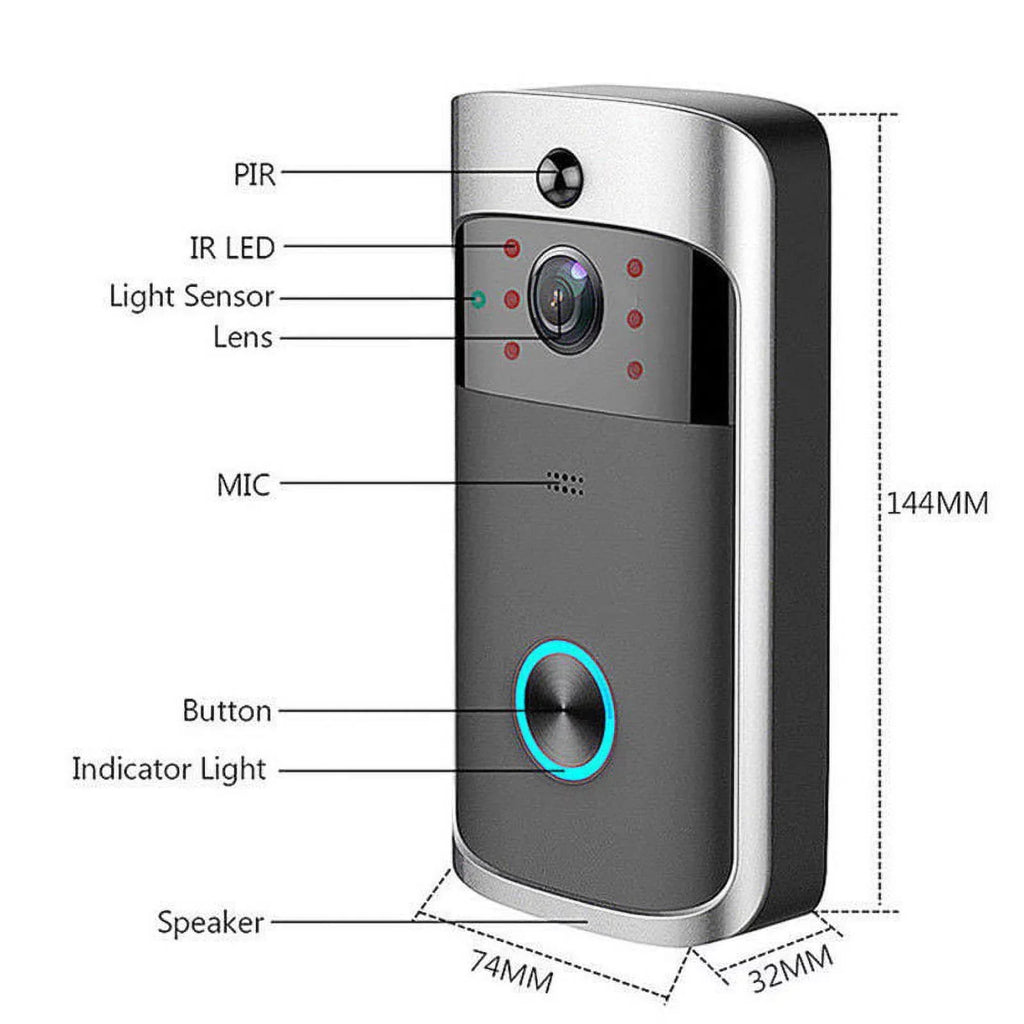Doorbell Security System Record Camera IR Smart WiFi Video Visual Wireless Bell-Black
