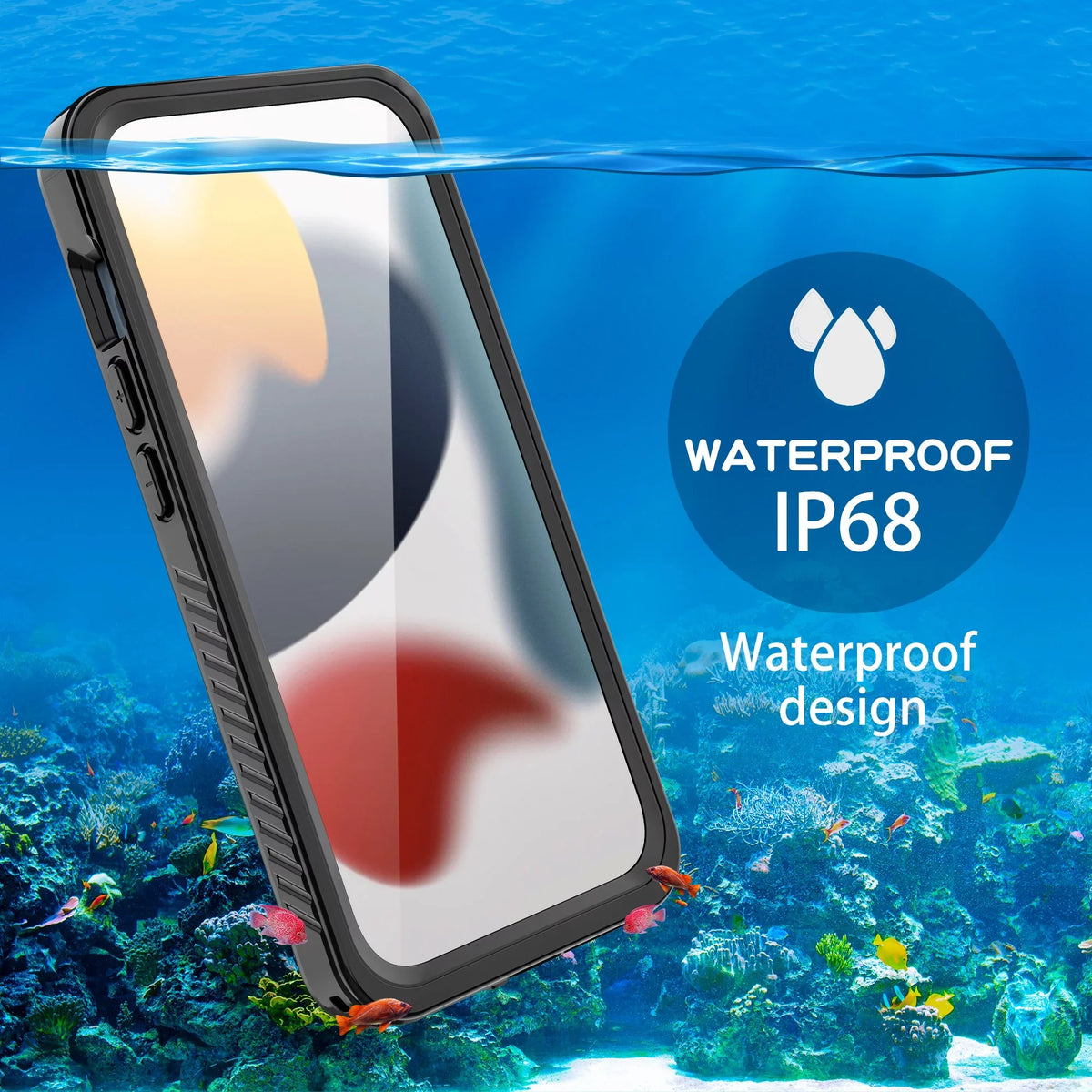 '- Inch, 6.7 for Dteck Protector Built-in Pro Black Case Screen Max Underwater Full IP68 15 Waterproof iPhone Protective Body Case Shockproof