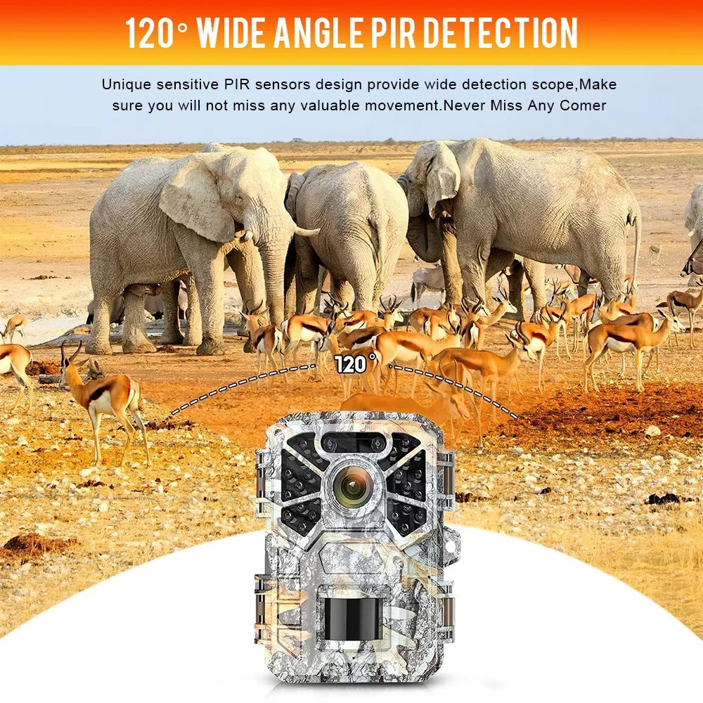Hunting Wide Game with with Wildlife 30MP Lens Monitoring, 120° 2k Camera, Trail Waterproof Farm Infrared Monitor Angle Camera Surveillance, Night Trail Vision