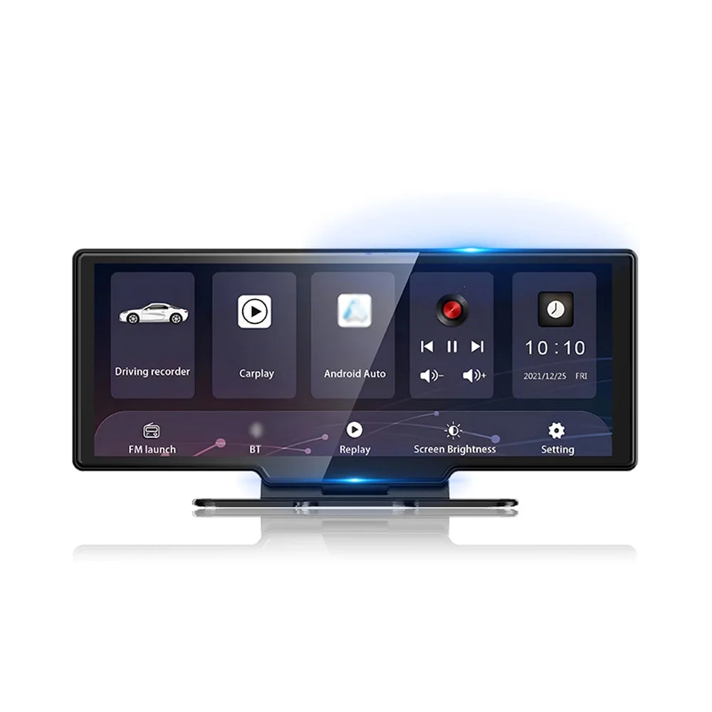 Loop 10.26 Inch Parking Android Shinysix Recording Monitor & Dash DVR G-Sensing with 4K Calling Camera Rear Hands-Free Auto WiFi Driving Touchscreen for Front Support Built-in Recorder Carplay