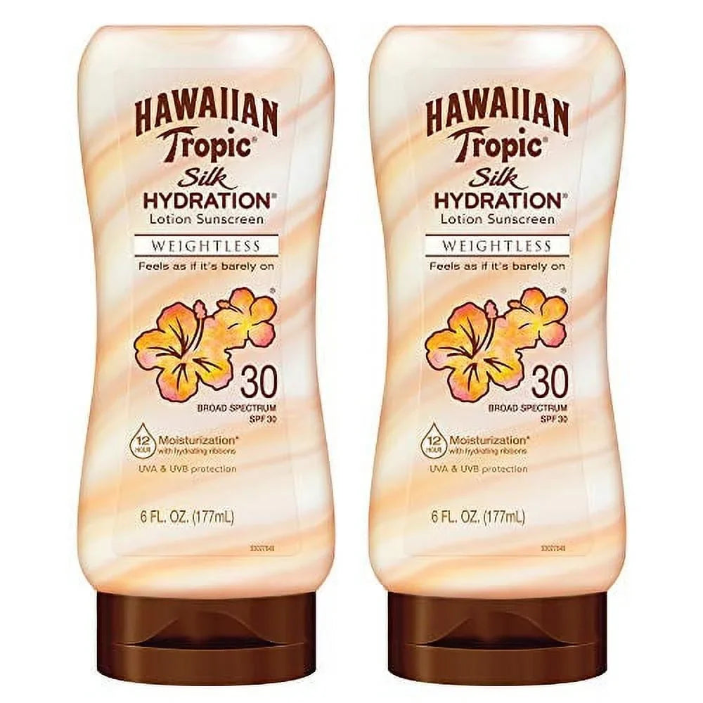 Sunscreen Tropic 6 Silk Fl SPF Oz, Lotion, Broad Spectrum Twin Pack Hawaiian Hydration Weightless Moisturizing 30 Sunscreen,