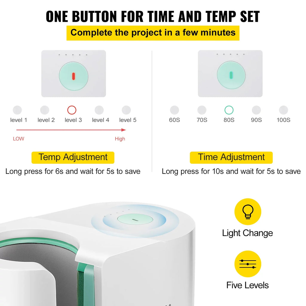 with 11-15oz, VEVOR Press Sublimation DIY Mug Heat Coffee Mug Press Press Portable Easy Transfer Machine Automatic Mug Family Pro Machine, Presser Friends Gi as Button, Presents Cup Printing One-touch