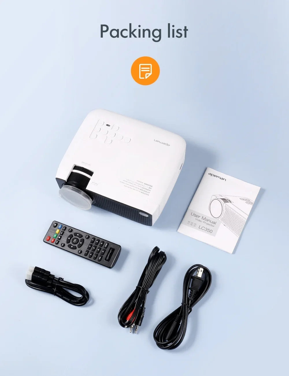 1080P Theater Eyes Speakers, Support Connection Protection, Multiple LCD Native 480P Apeman Projector, LC350 Home Dual
