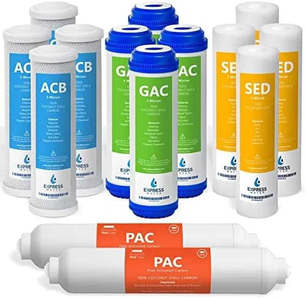 Filters, 2 System Filters Water ACB, Filters, Osmosis Set Year PAC GAC, Filter Carbon Reverse 10 14 Filters Sediment Inch Size SED Replacement