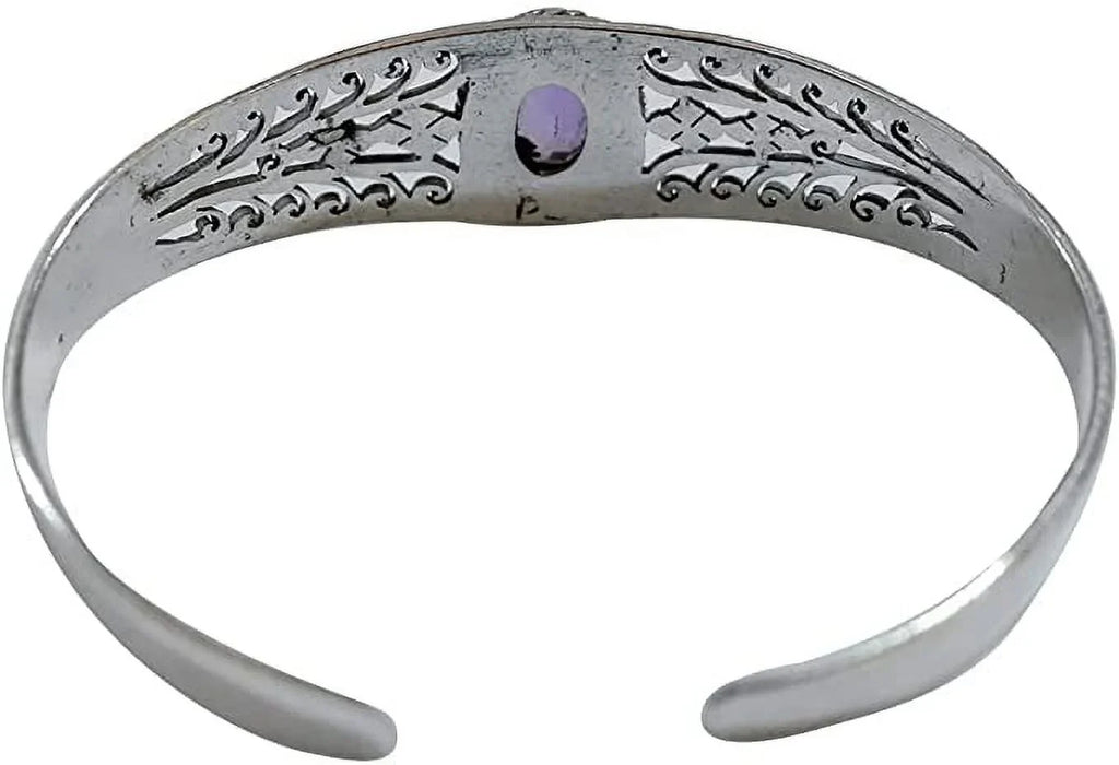 Gifts Women, Amethyst Sterling Gemstone Jewelry Fashion Designer Purple Bracelet 925 Adjustable Genuine Handmade Genuine for for Bracelets, Men Cuff Silver