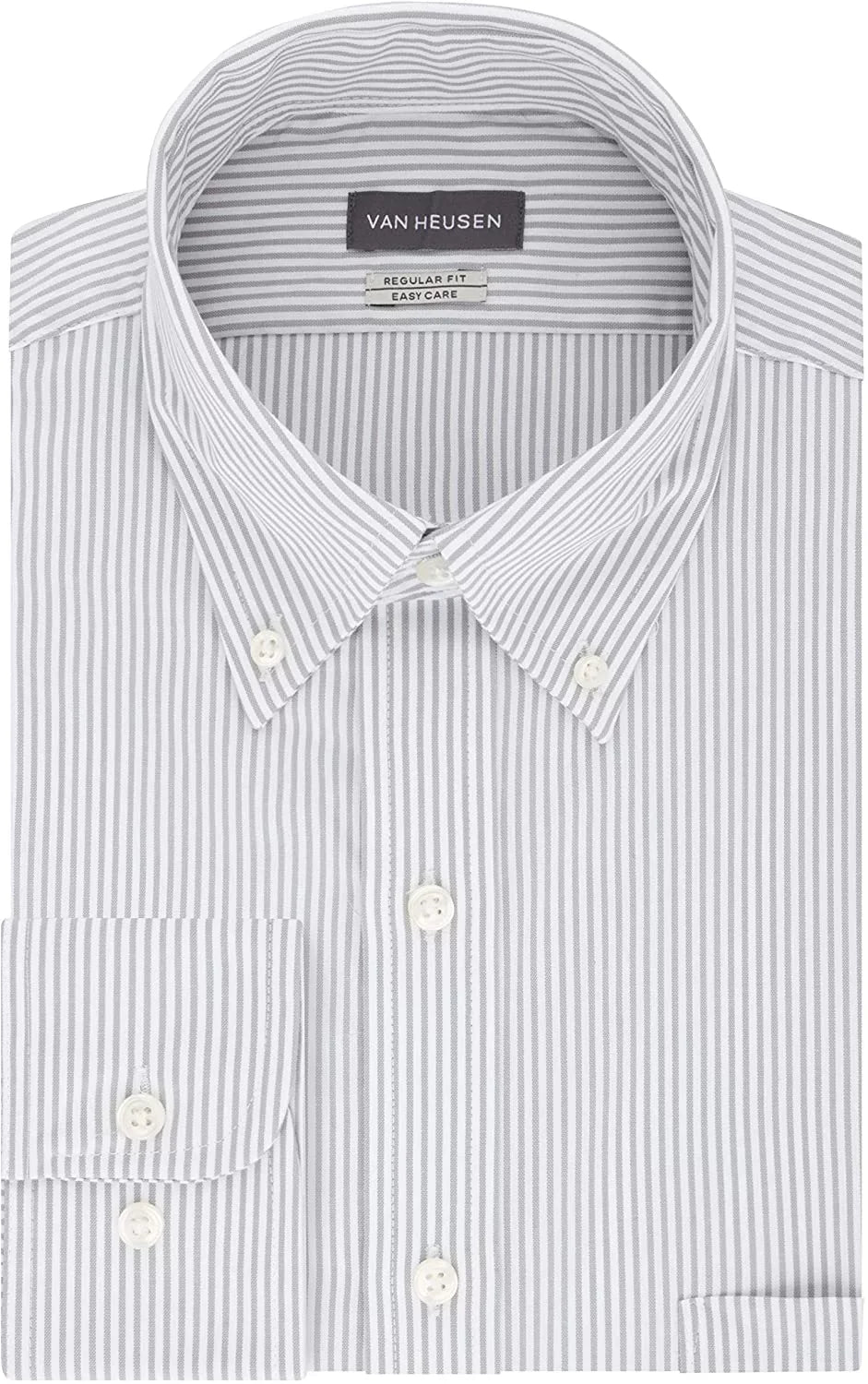 Regular Pinpoint Iced Shirt Heusen Grey 34-35 Sleeve Fit 16.5 Neck Mens Van Dress Stripe