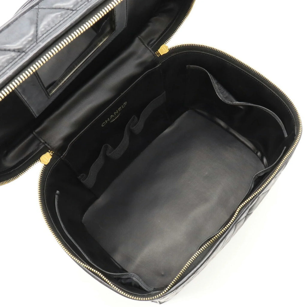 Leather Coco CHANEL Black (Fair) Handbag Shoulder Vanity Pre-Owned Mark Chanel Matelasse Bag