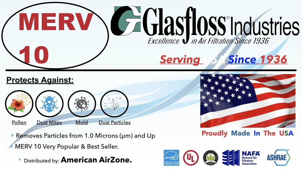 '- or Office - Home 10 Pleated - - 12) - The of or MERV Filter Filter In Furnace Air (Pack Made Air USA. - 2" HVAC Filter Air AC Glasfloss 18x36x2