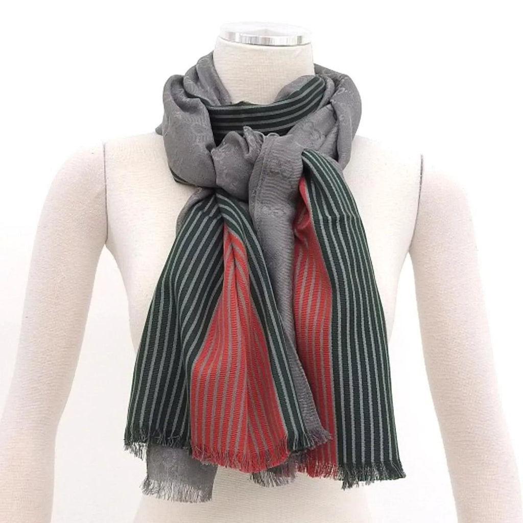 (Good) Stole Men,Women Silk Gucci Cotton Gray,Green,Red Color Pre-Owned