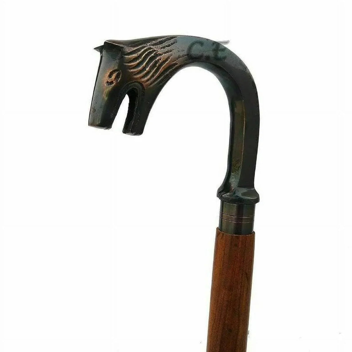 Crutches Canes Premium Solid Shaft Handle Antique Plated & & Inlayed Walking Buffed Elephant Stick for Brass Men Cane Beautiful Brown Polished Women Walking