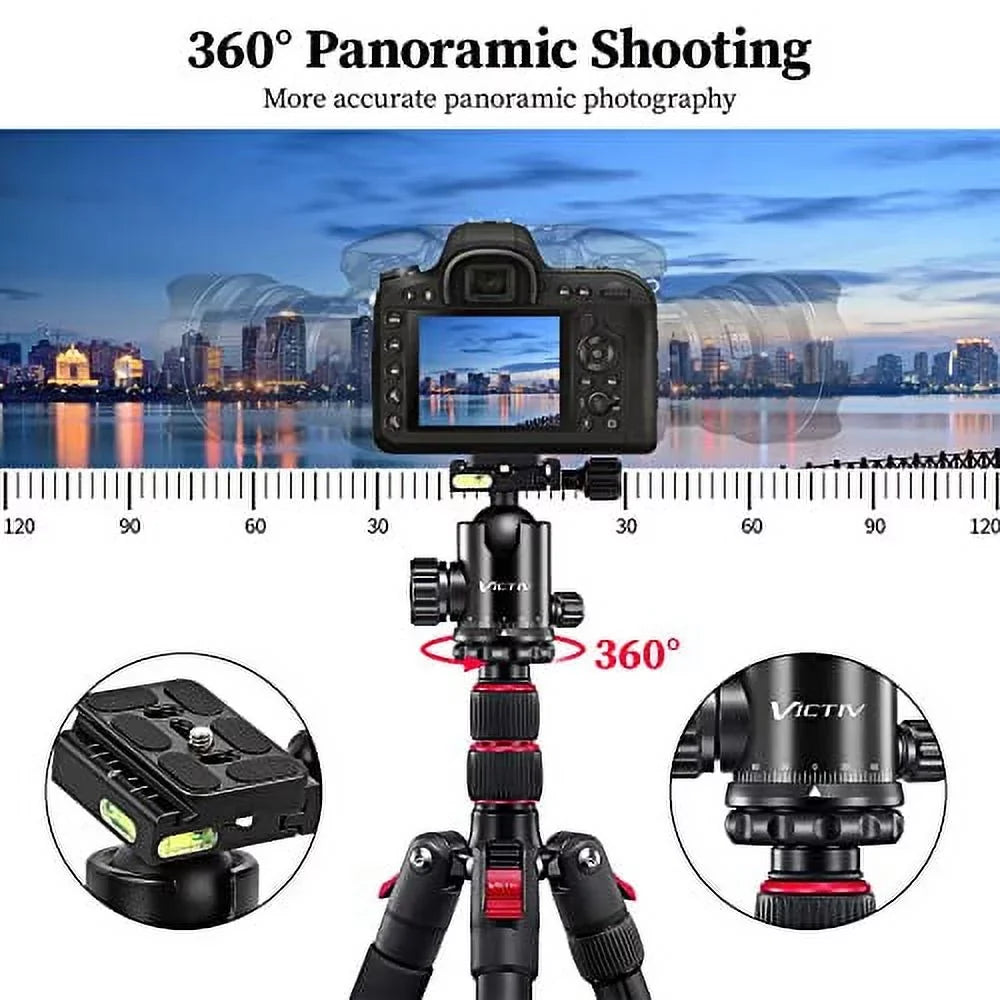 Monopod, Heavy Professional Tripod Load Travel Phone Tripod Aluminium 81 Duty Mount,16.5" Camera 360 Folded and for for Victiv inch Camera, 30lb DSLR Tripod with Size, Degree Ball Head