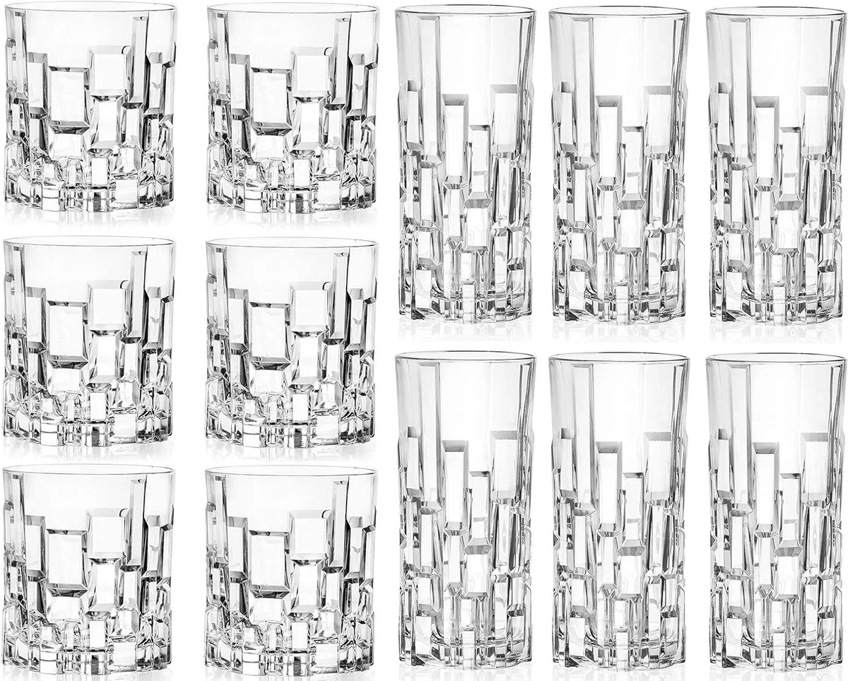 Drinkware Whiskey Pack 11 11.5 Highball Tumbler 12 oz, Cristalleria RCR Count 1 & DOF Crystal of Glass oz Set Italiana
