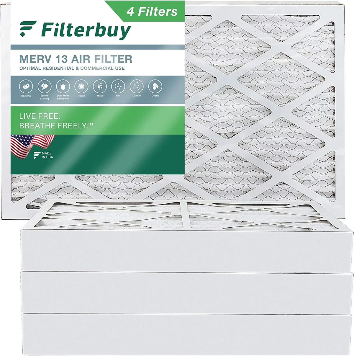 Pleated HVAC Filters (4-Pack) Furnace AC Filterbuy 13 10x25x4 MERV Air