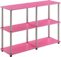 Shelves Finish Wood No-Tools Table in Console with Pink