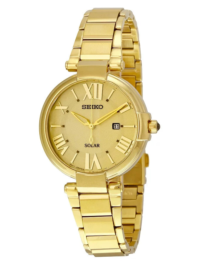 Ladies Seiko Solar SUT176 Champagne Gold-tone Dial Watch