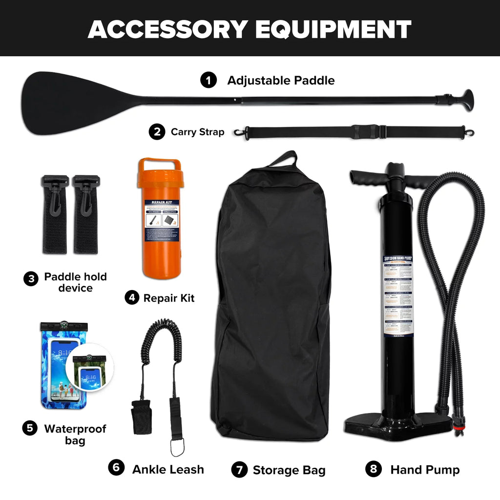 Inflatable Levels All SUPZOOM Kit Hand for Paddle, Stand Travel Backpack, Skill Bag, ISUP Star 10'6×32"×6" SUP Repair Board, Everything Waterproof Included Paddle Pump, with Leash, Up Big