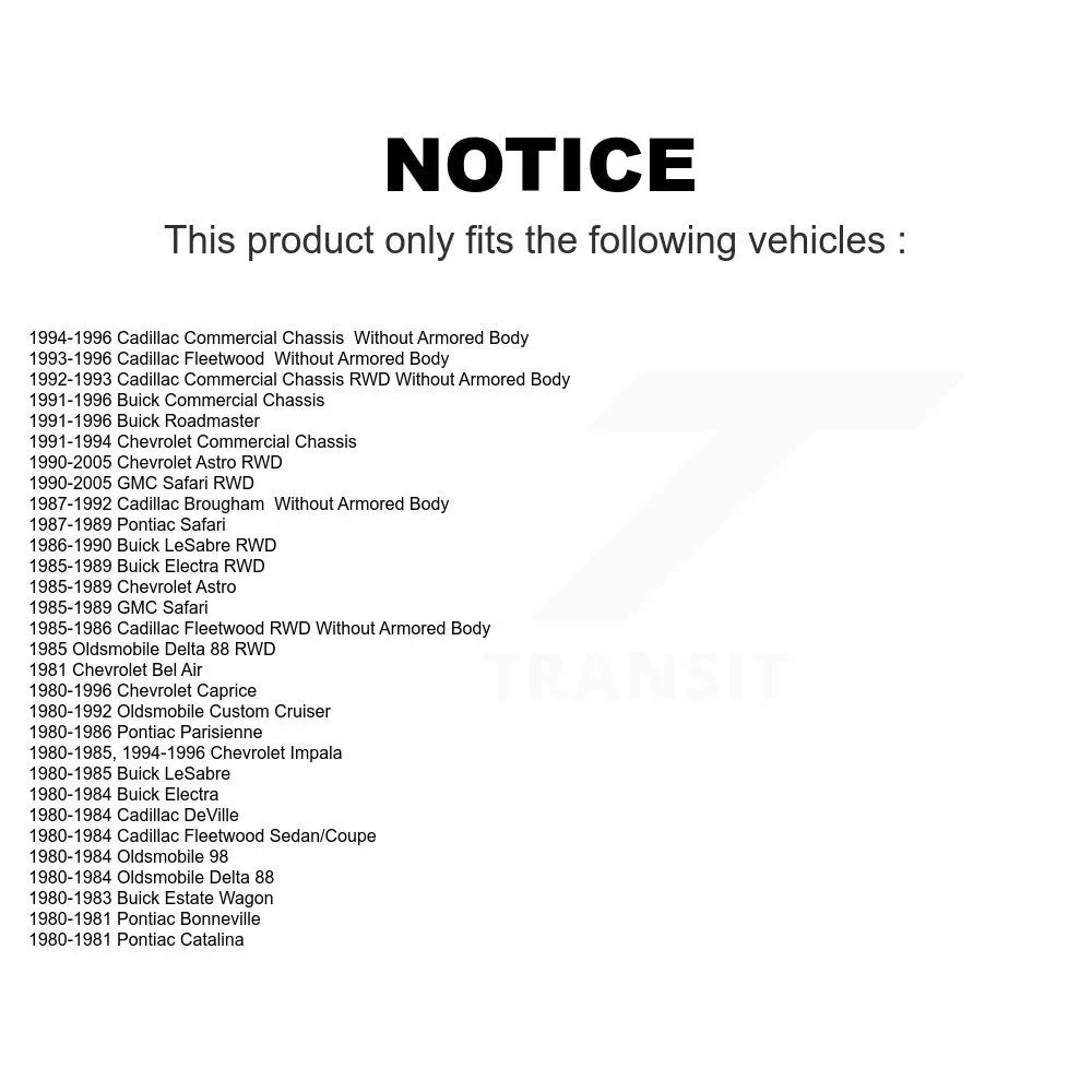 Electra Bel Roadmaster Rod Oldsmobile Astro Custom Front Kit Pontiac LeSabre Fleetwood Tie Delta Safari DeVille Chevrolet 98 Cadillac End Brougham KTR-101847 Parisienne 88 Impala Buick GMC For Caprice