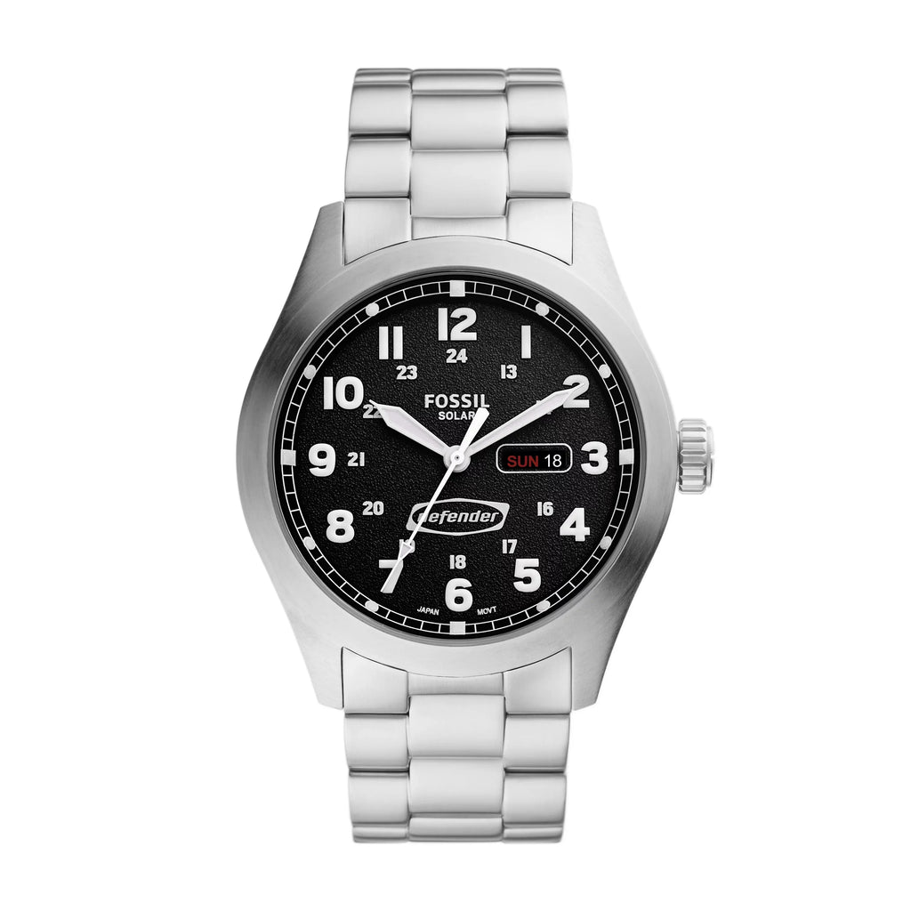 Men's Fossil Defender Solar-Powered Steel Watch Stainless
