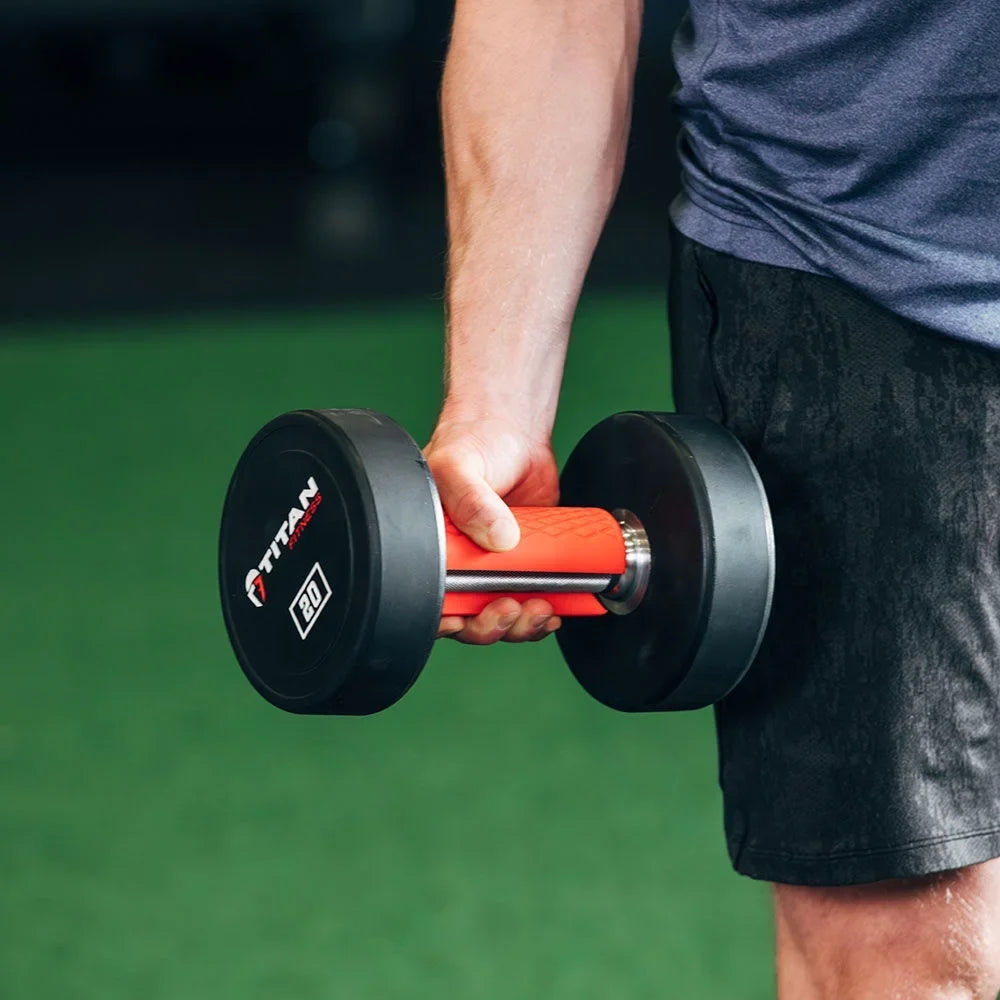 Dumbbell Grips Barbell Kettlebell Training Titan Thick Weight Bar for 2-in. Fitness Hand Pair