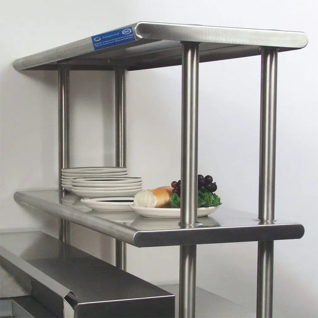 Shelving Wide 12" Work | Prep Shelves Tier Steel Double Table Two x 30" Combo With Stainless | Overshelf 30" Kitchen & Table Metal