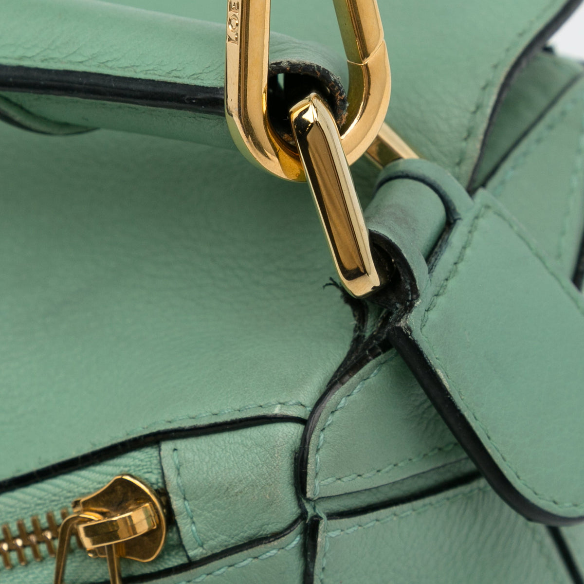 Satchel Puzzle Unisex LOEWE Leather Green Calf Pre-Owned (Good) Authenticated Medium