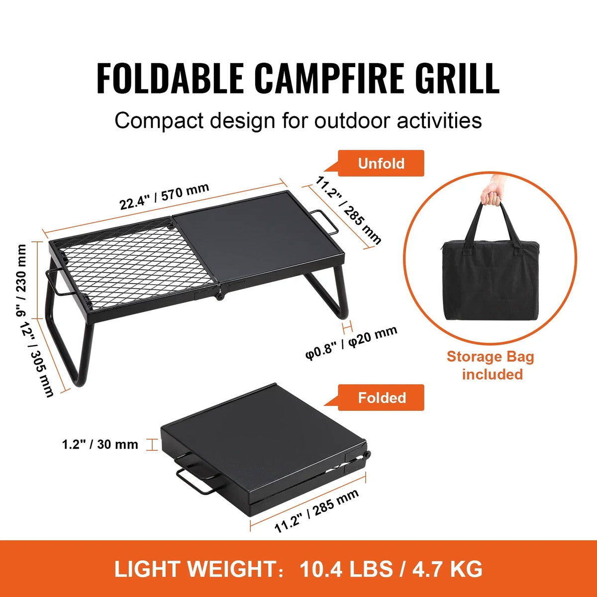 Pit Picnic Portable Outdoor BBQ Grill Folding Campfire Steel Fire Camping SKYSHALO