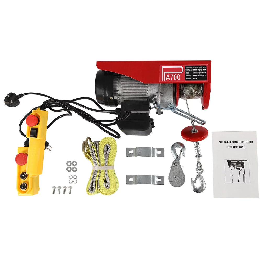 Remote Control Electric Hoist 110V Portable Winch Winch 1543lbs Wire W/ Electric