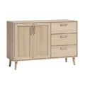 Modern Wood Sideboard with Decorative Doors and Storage Drawers