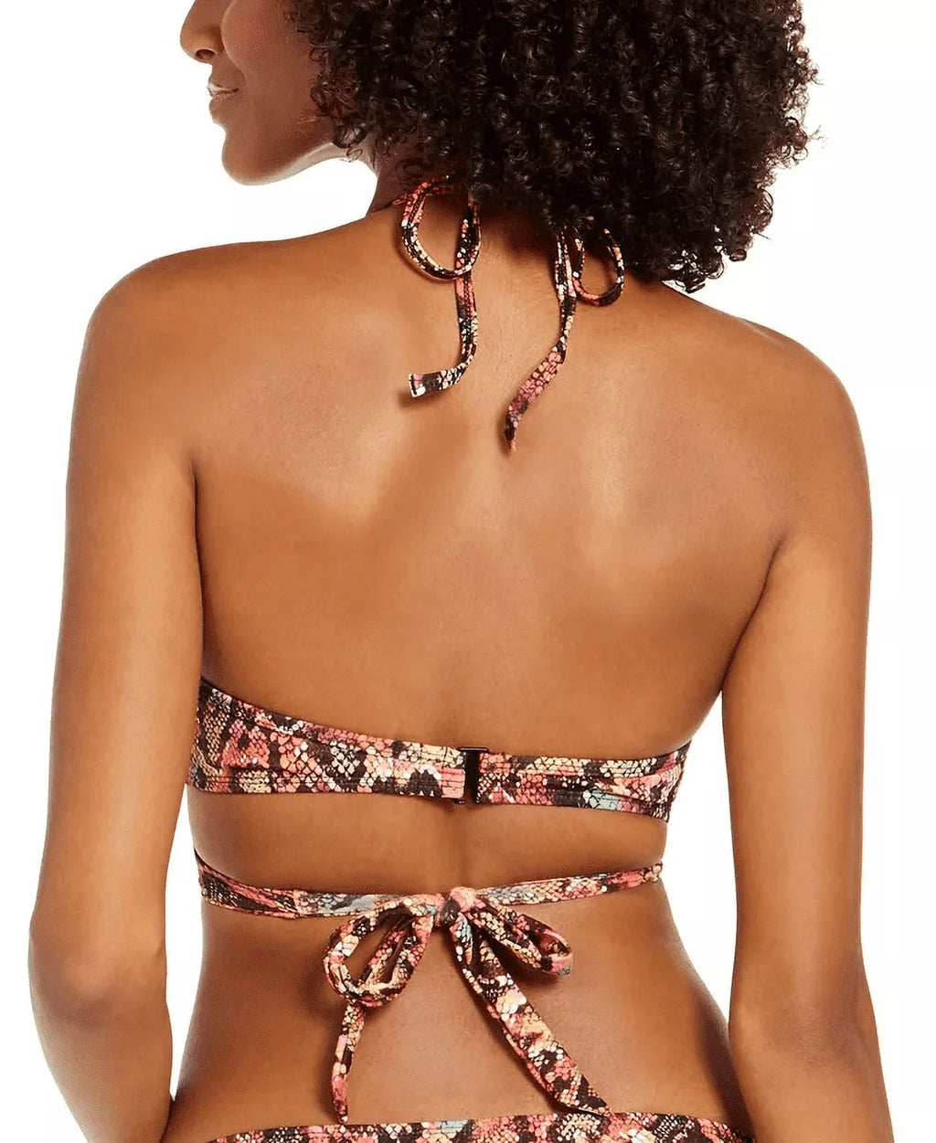 D Multi,34 Bikini Sized Printed Womens Bra Reptilia Halter Top,Python Sundazed