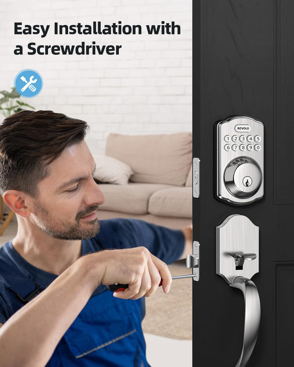 Oil-Rubbed Keyless Door Bronze Lock Auto Entry, GOURE Electronic Smart Anti-Peeking RE001 Keyed Keypad Handle, Entry Sets, Front Password, Door Handle Lock, Deadbolt, Lock, with